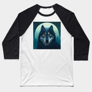 Wolf and Moon Baseball T-Shirt